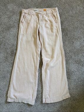 Pilcro and the Letterpress Cream Linen Wide-Leg Pants